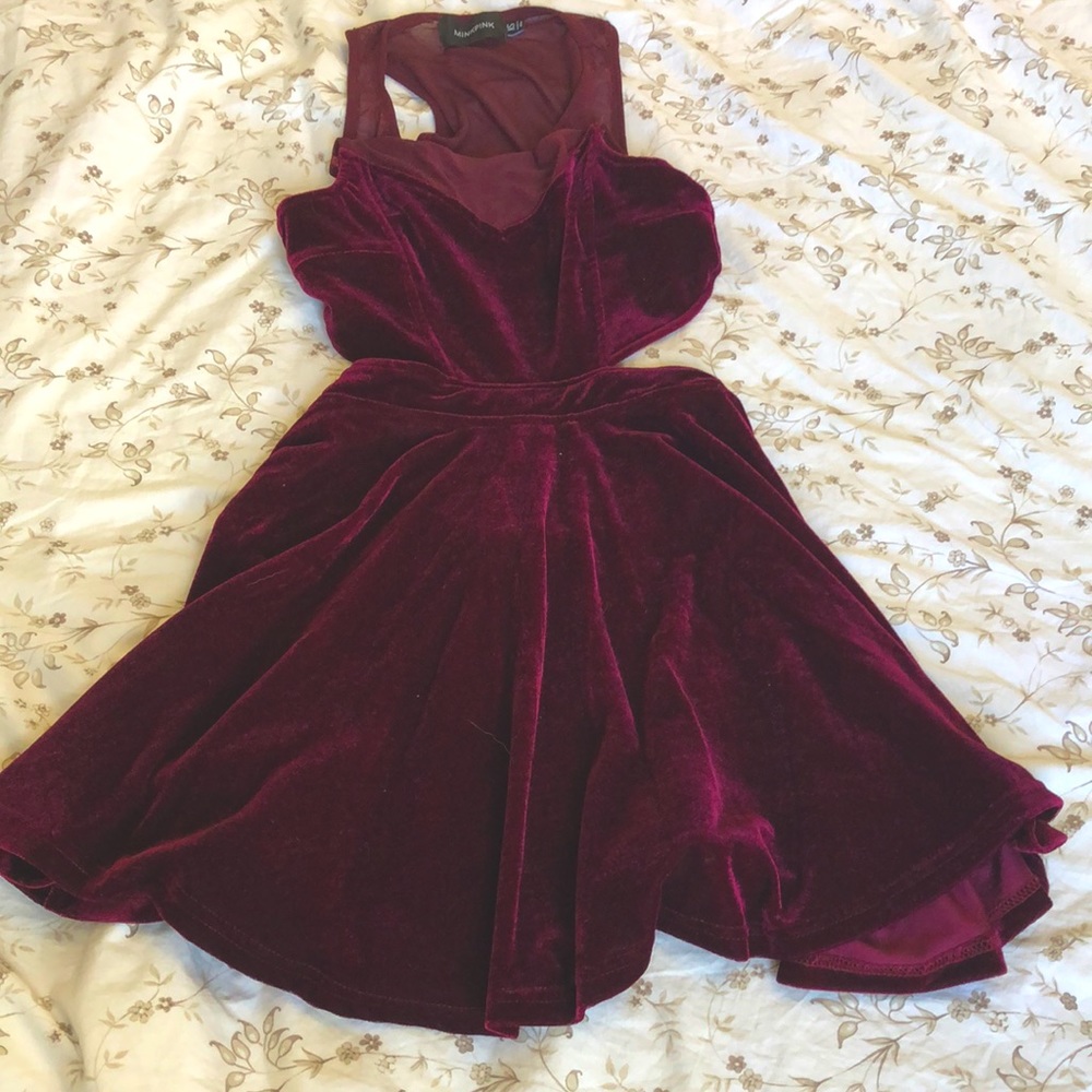 Velvet plum colored mini dress